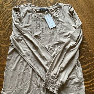 Pleated Smocked Long Sleeve Top